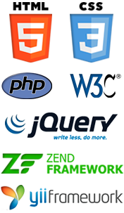 HTML5, CSS3, PHP, jQuery, W3C